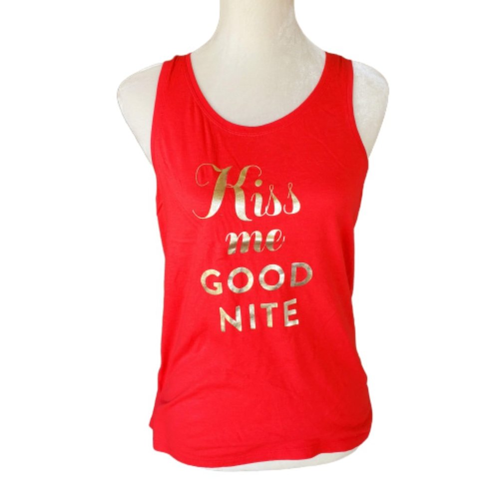 Vintage y2k 2000s Victoria's Secret Kiss Me Good Nite Gold Foil Tank Sleepwear